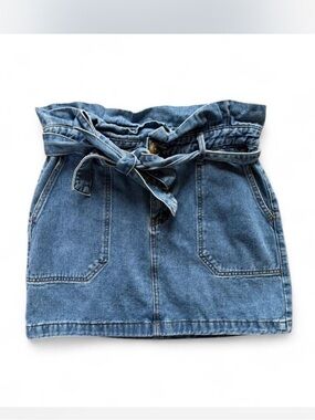 Wishlist Jeans Denim Skirt Y2K 90’s Tie Waist Mini Skirt Retro Size Large Boho